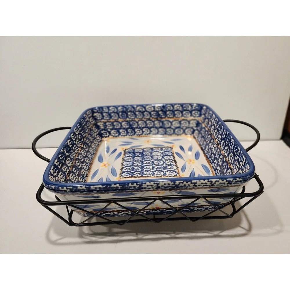 Temp-tations by Tara Old World‎ Blue 2.5 quart  Baking Dish with rack  NEW